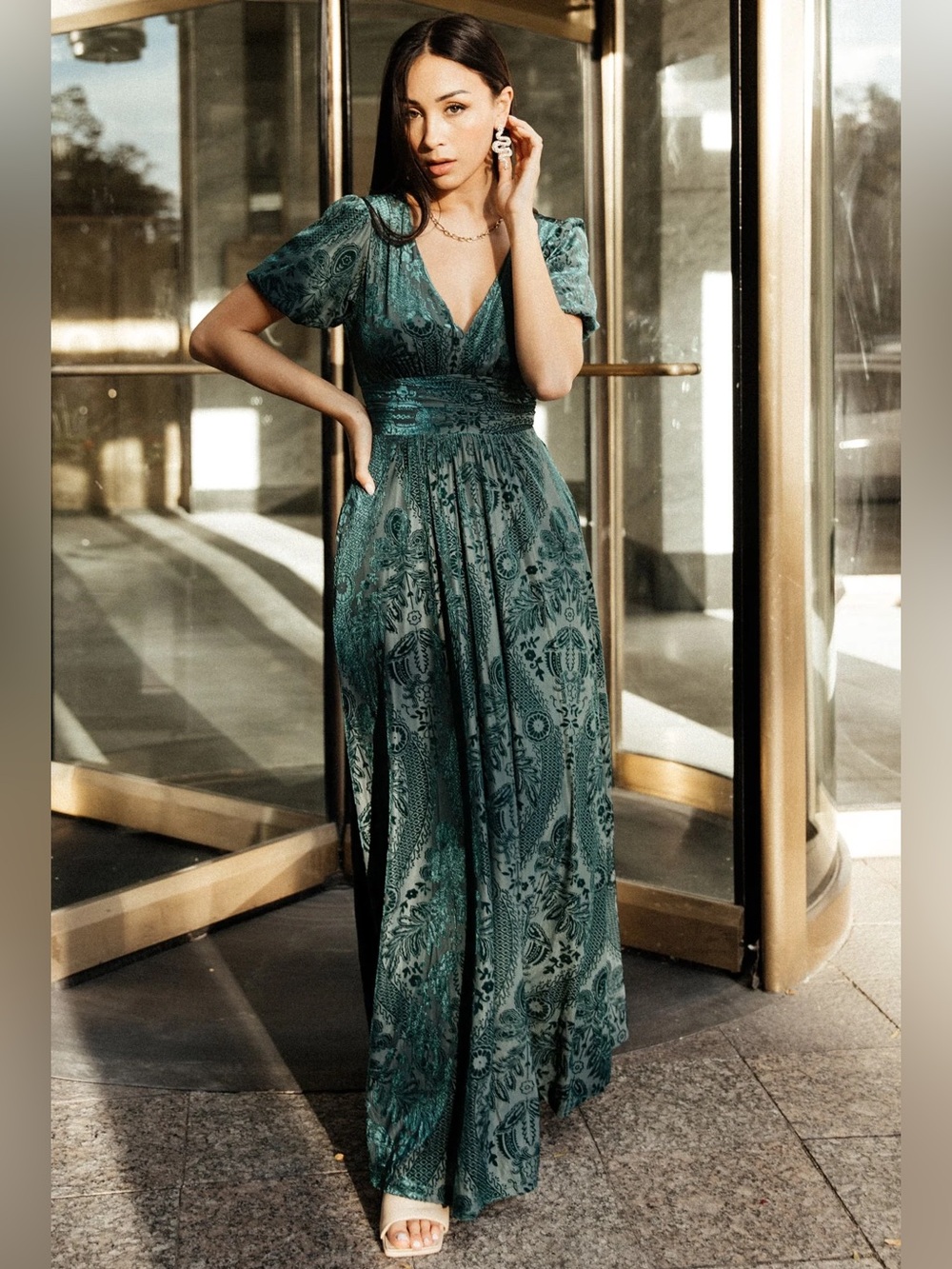 Baltic Born Leslie Emerald Green Maxi Velvet Dress Size 3XL